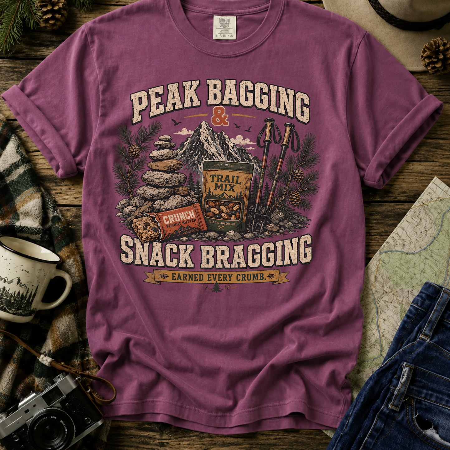 Peak Bragging & Snack Bragging Hiking Graphic T-Shirt