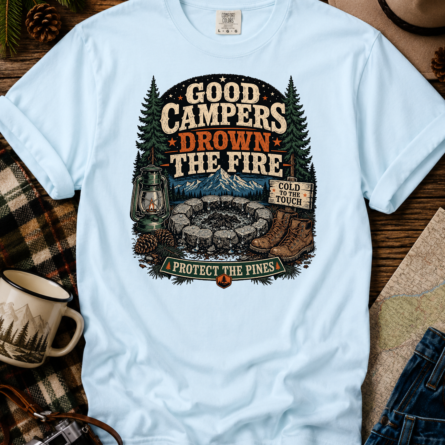 Campfire Safety Retro Camping Tee