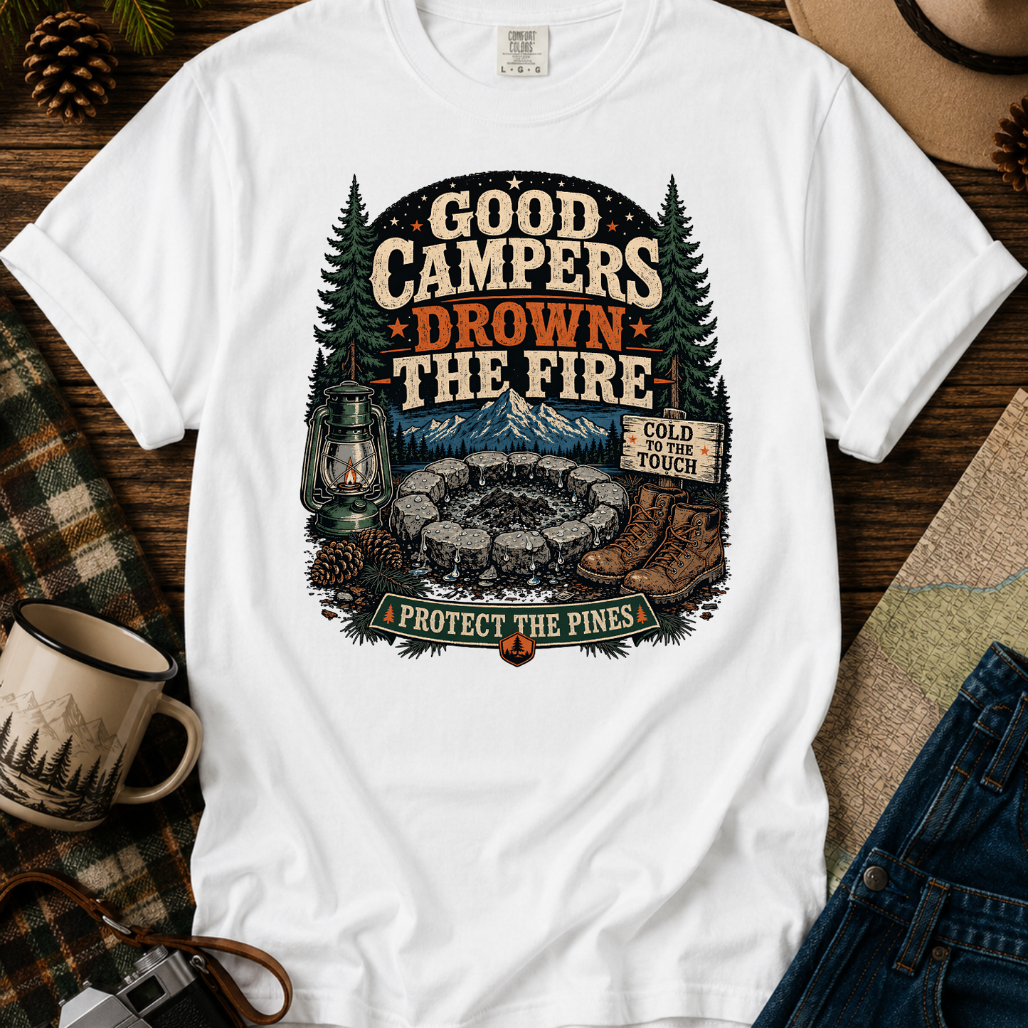 Campfire Safety Retro Camping Tee