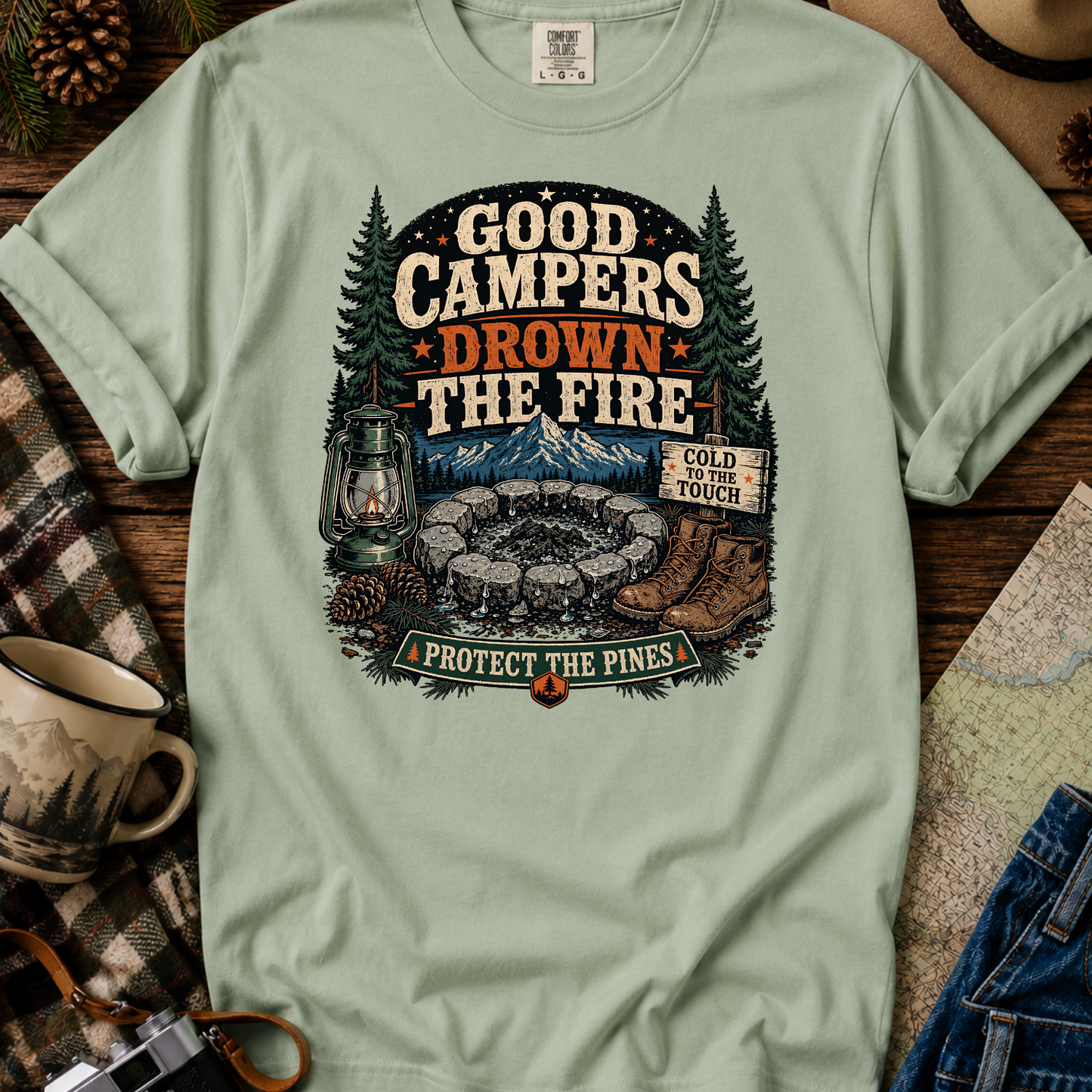 Campfire Safety Retro Camping Tee