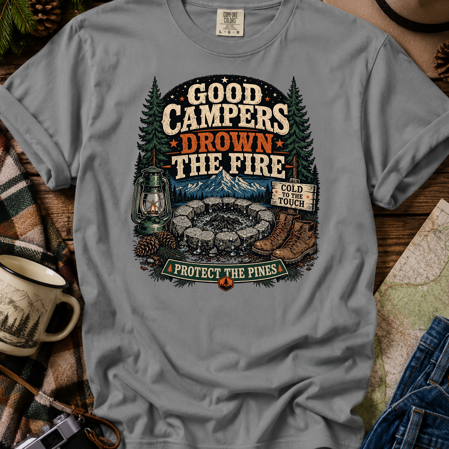 Campfire Safety Retro Camping Tee
