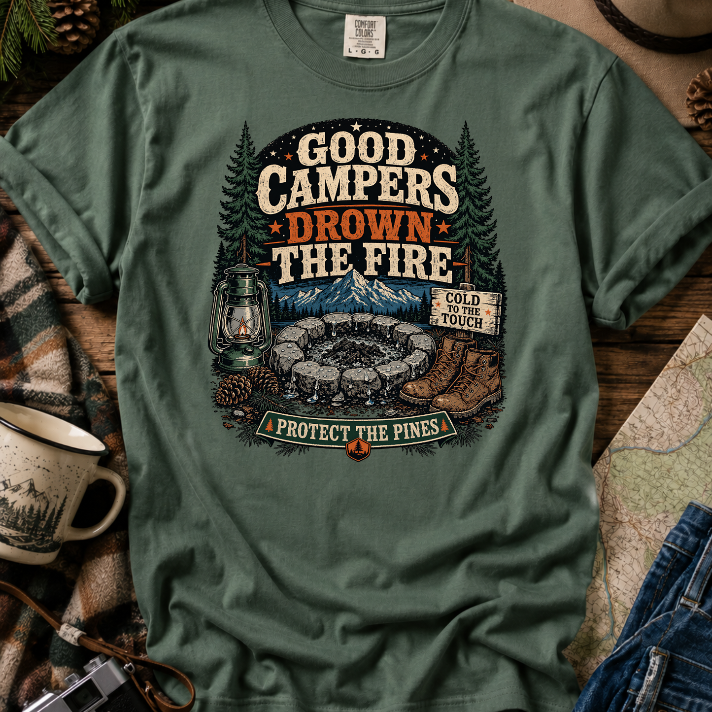 Campfire Safety Retro Camping Tee