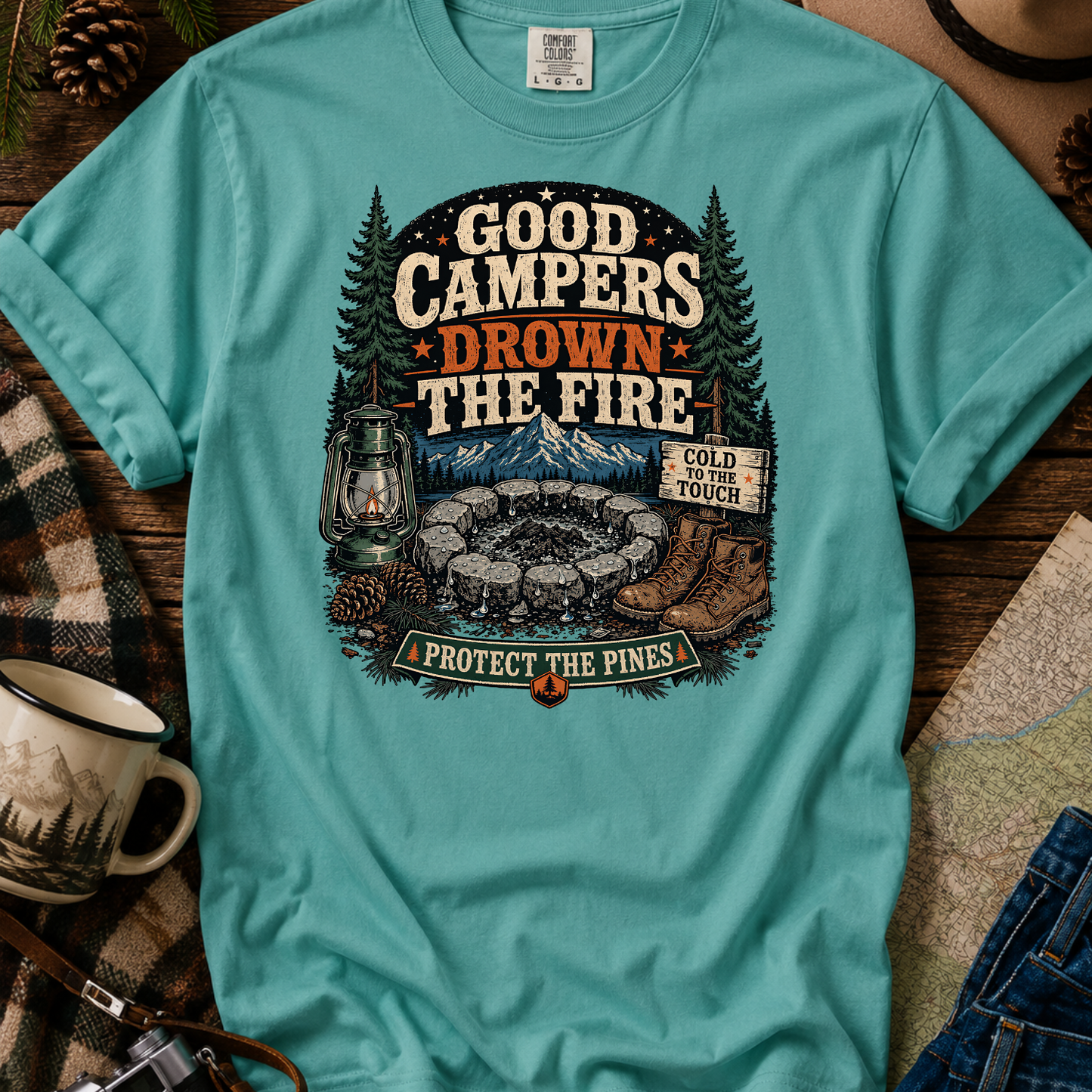Campfire Safety Retro Camping Tee
