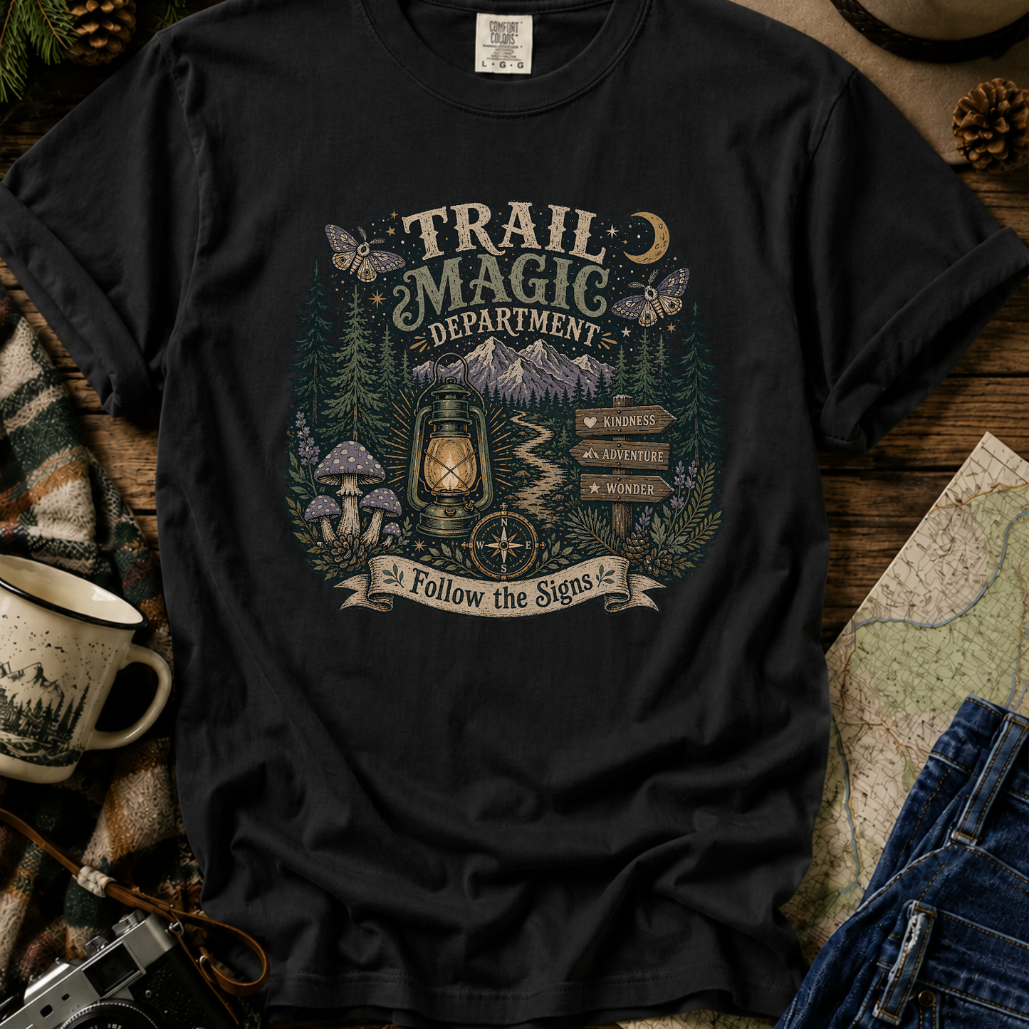 Trail Magic T-Shirt — Follow the Signs Forest Camping Adventure Tee