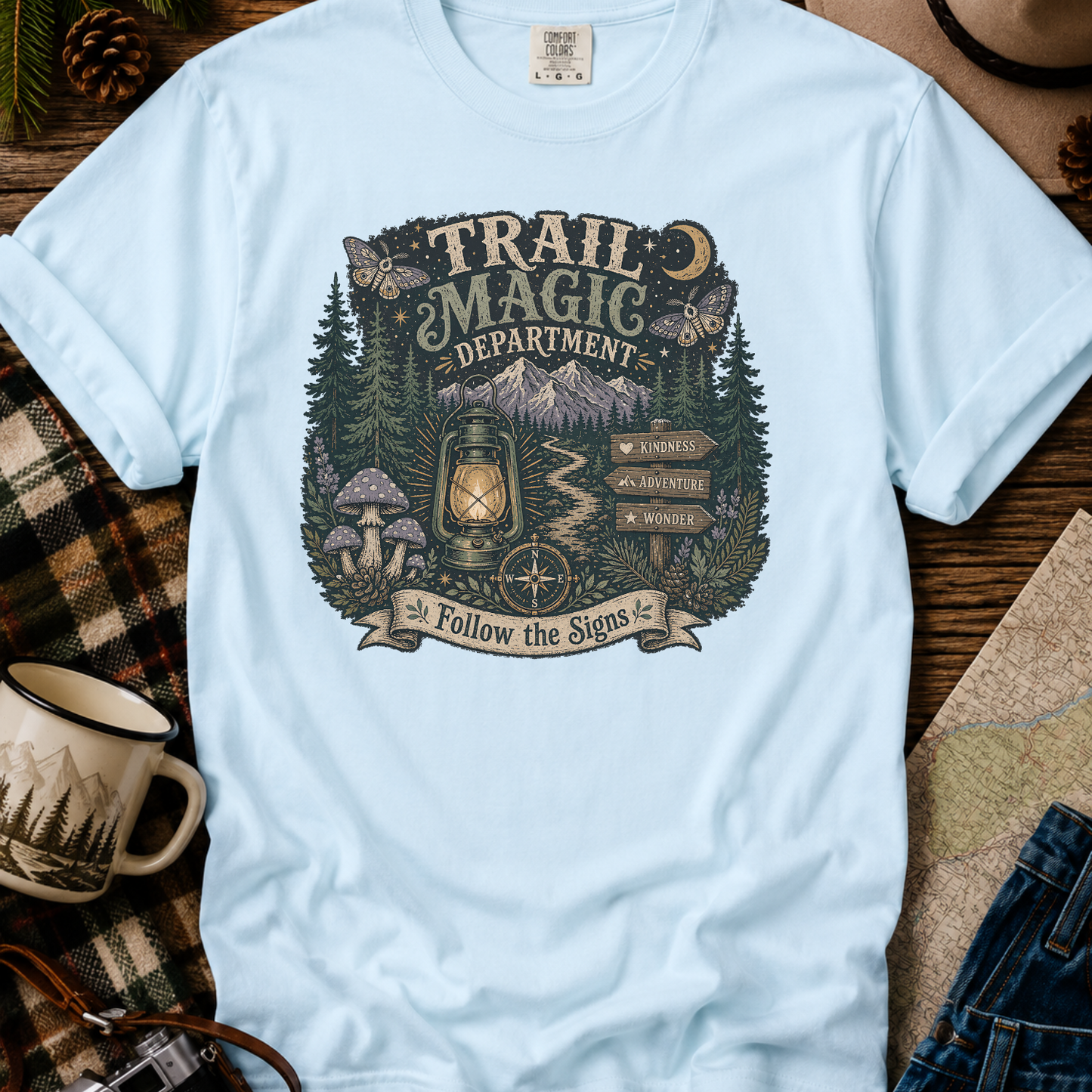 Trail Magic T-Shirt — Follow the Signs Forest Camping Adventure Tee