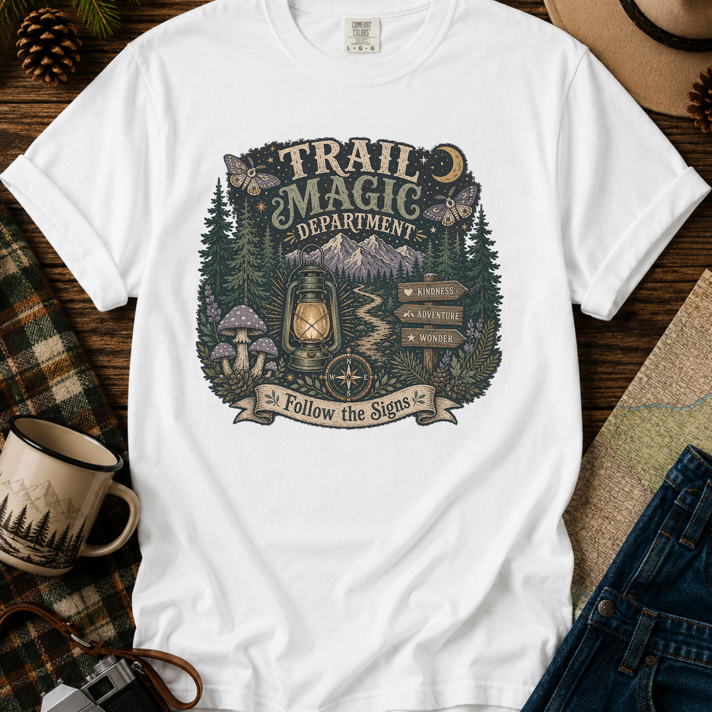 Trail Magic T-Shirt — Follow the Signs Forest Camping Adventure Tee