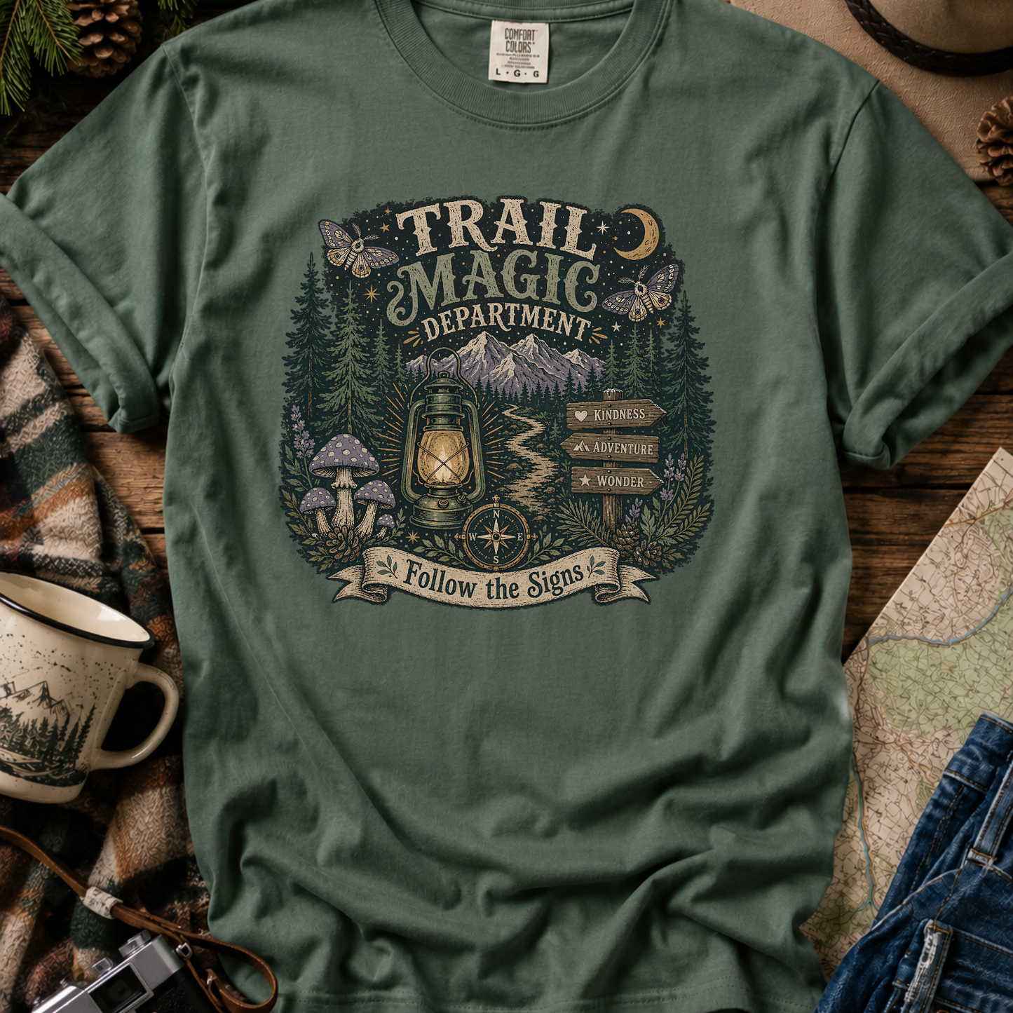 Trail Magic T-Shirt — Follow the Signs Forest Camping Adventure Tee