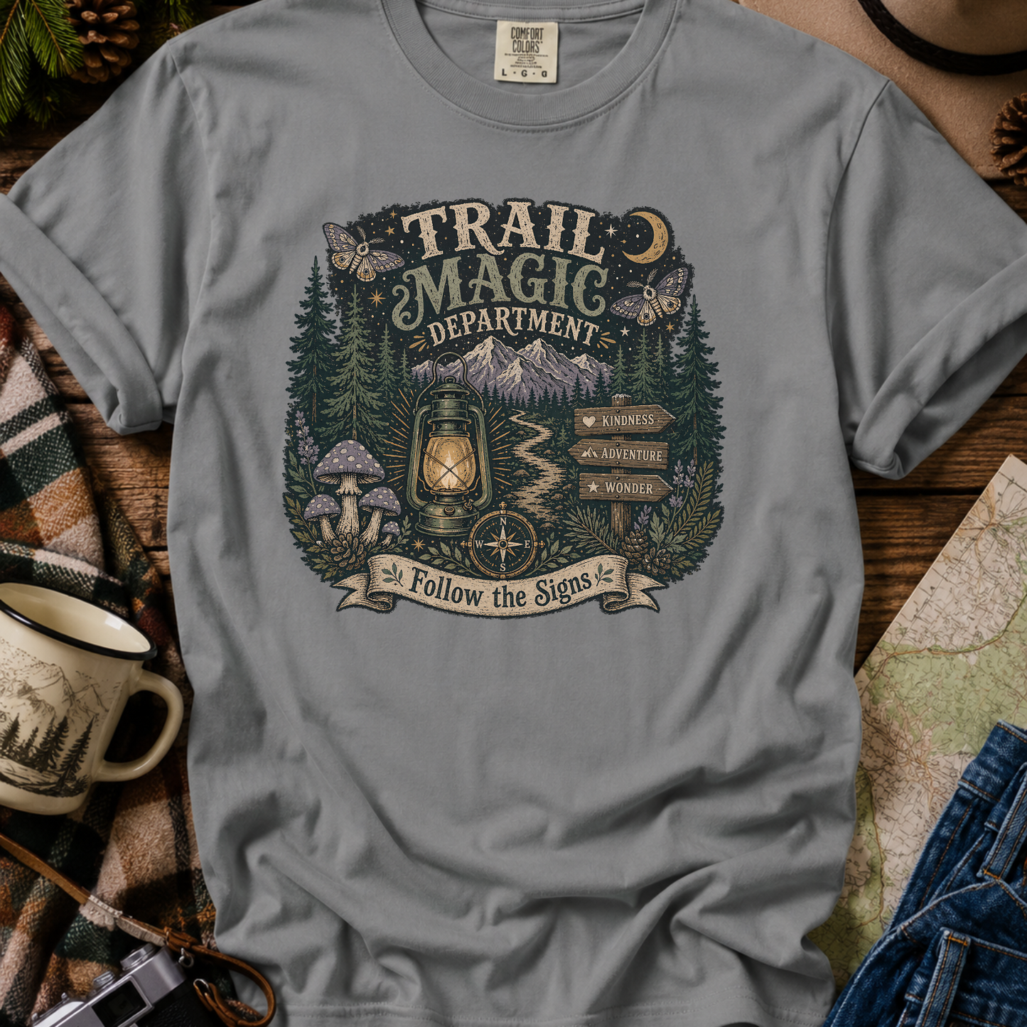 Trail Magic T-Shirt — Follow the Signs Forest Camping Adventure Tee