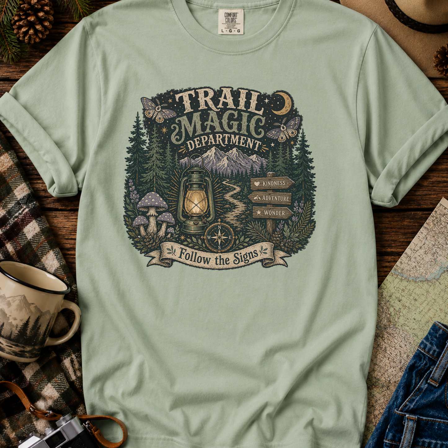 Trail Magic T-Shirt — Follow the Signs Forest Camping Adventure Tee