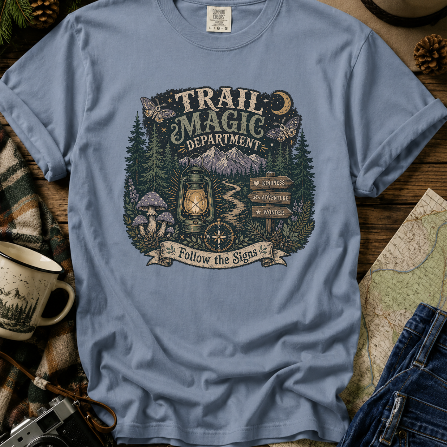 Trail Magic T-Shirt — Follow the Signs Forest Camping Adventure Tee