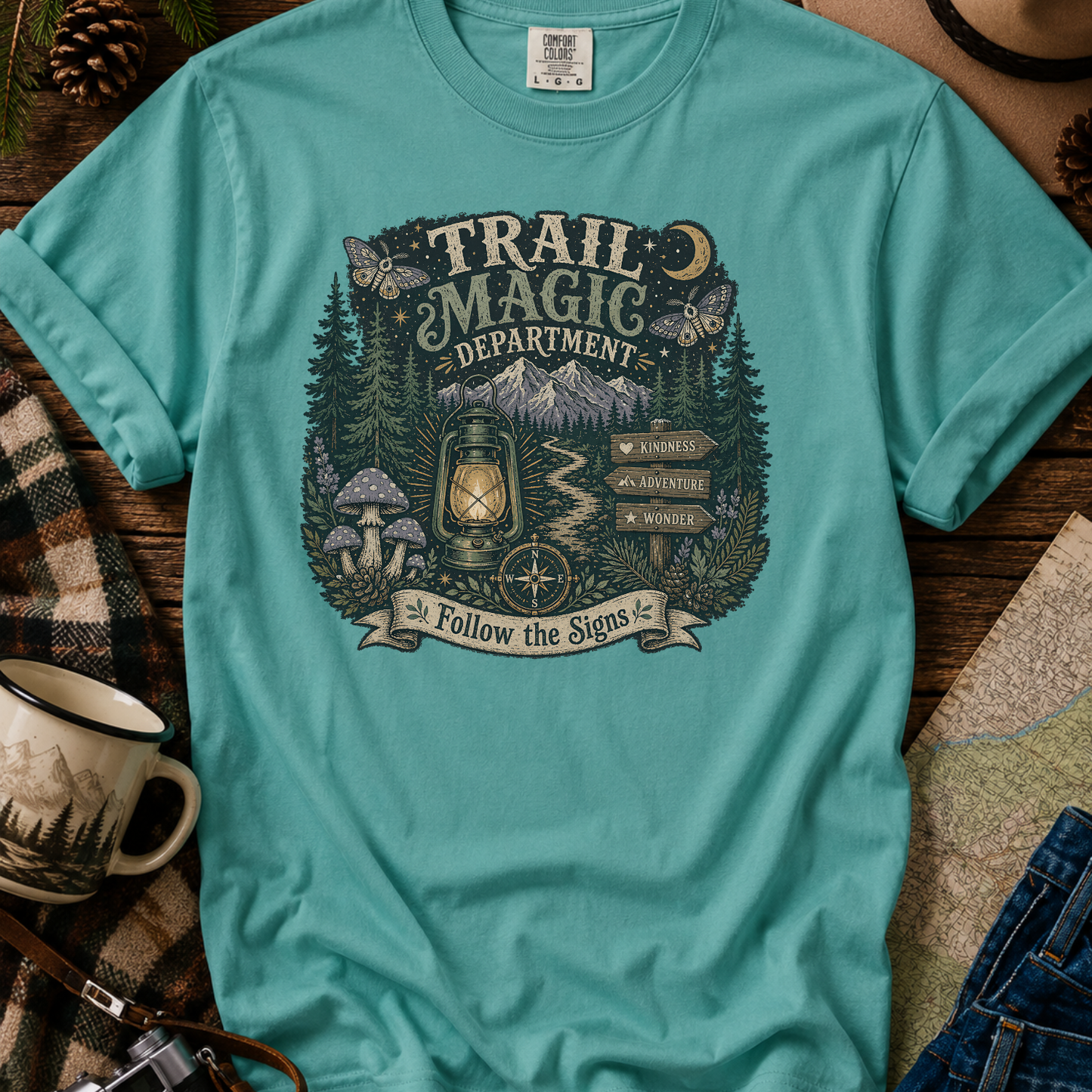 Trail Magic T-Shirt — Follow the Signs Forest Camping Adventure Tee