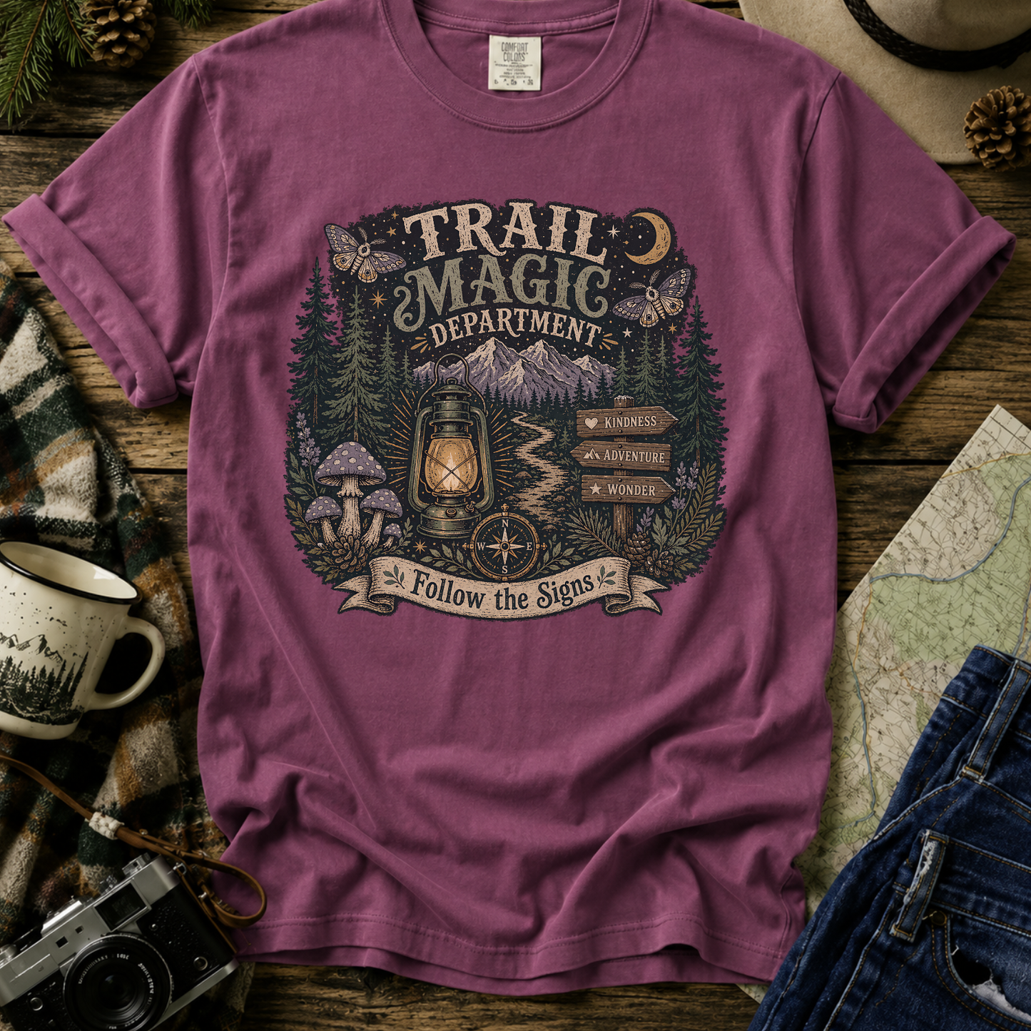 Trail Magic T-Shirt — Follow the Signs Forest Camping Adventure Tee