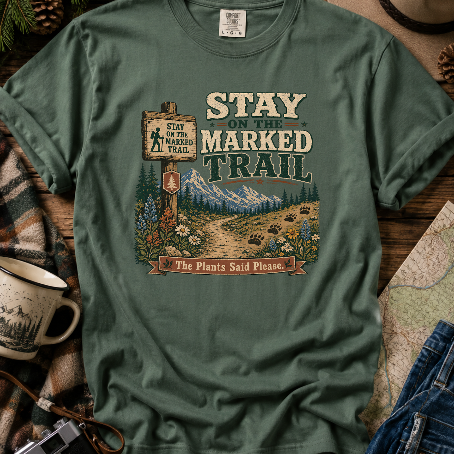 Stay on the Marked Trail T-Shirt — Hiking Outdoor Nature Tee