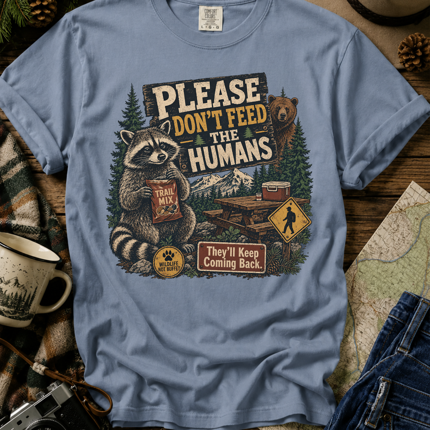 Raccoon Camping Graphic T-Shirt