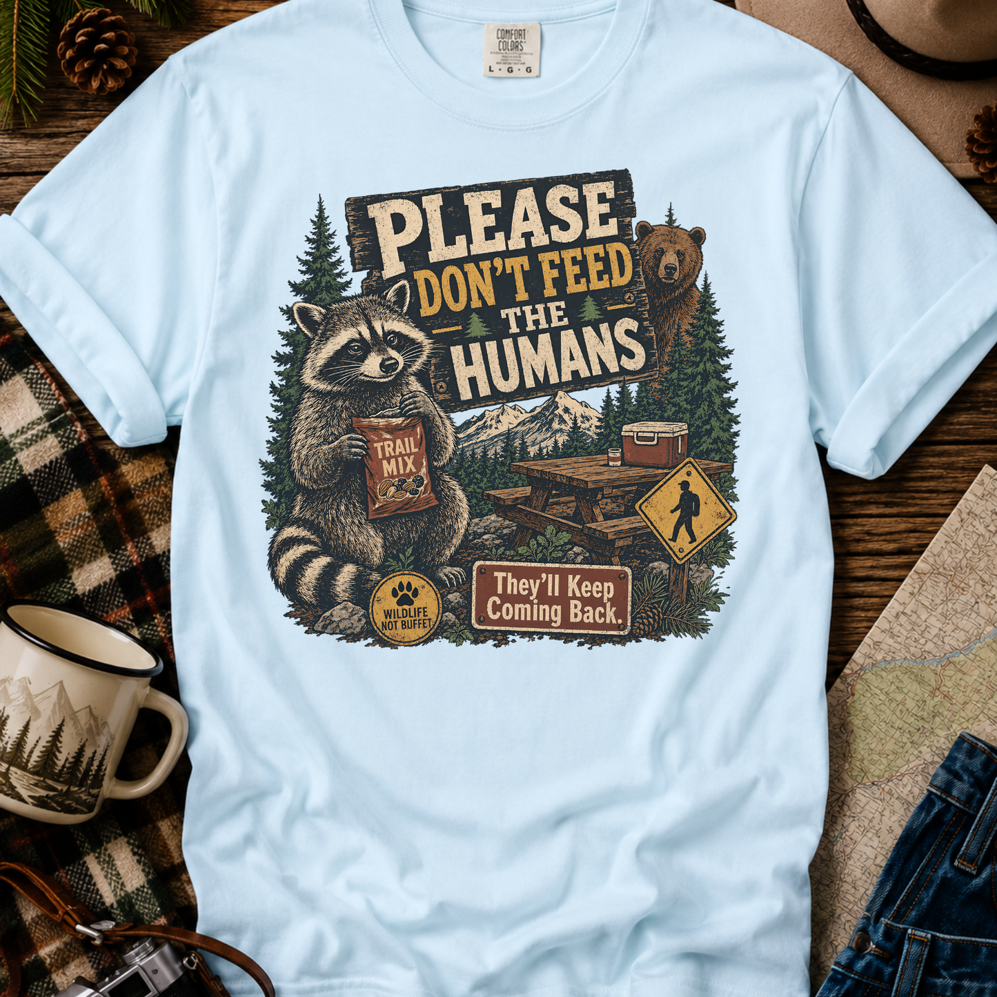 Raccoon Camping Graphic T-Shirt