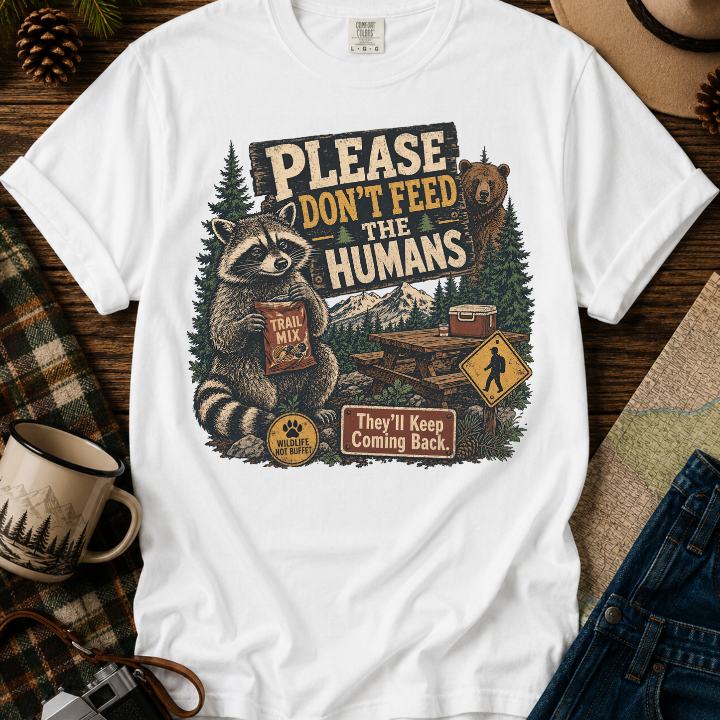 Raccoon Camping Graphic T-Shirt