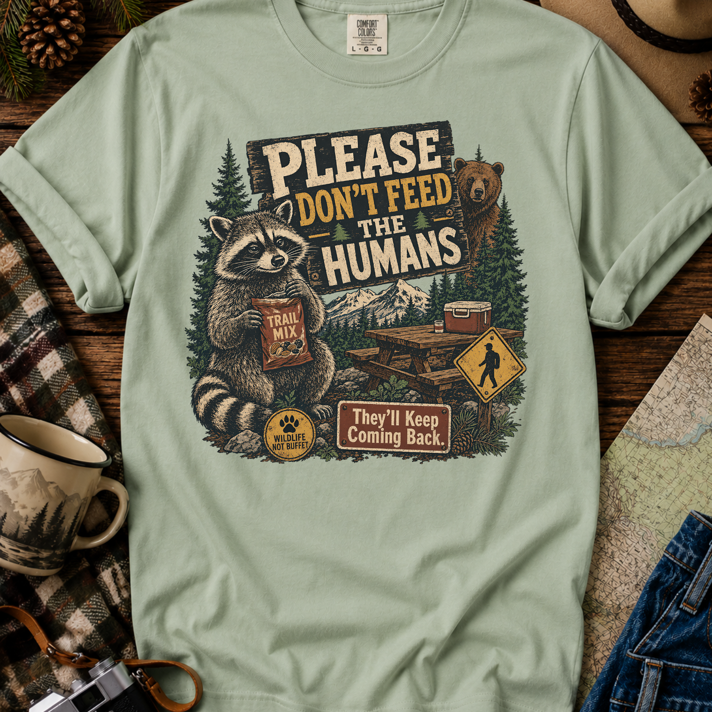 Raccoon Camping Graphic T-Shirt