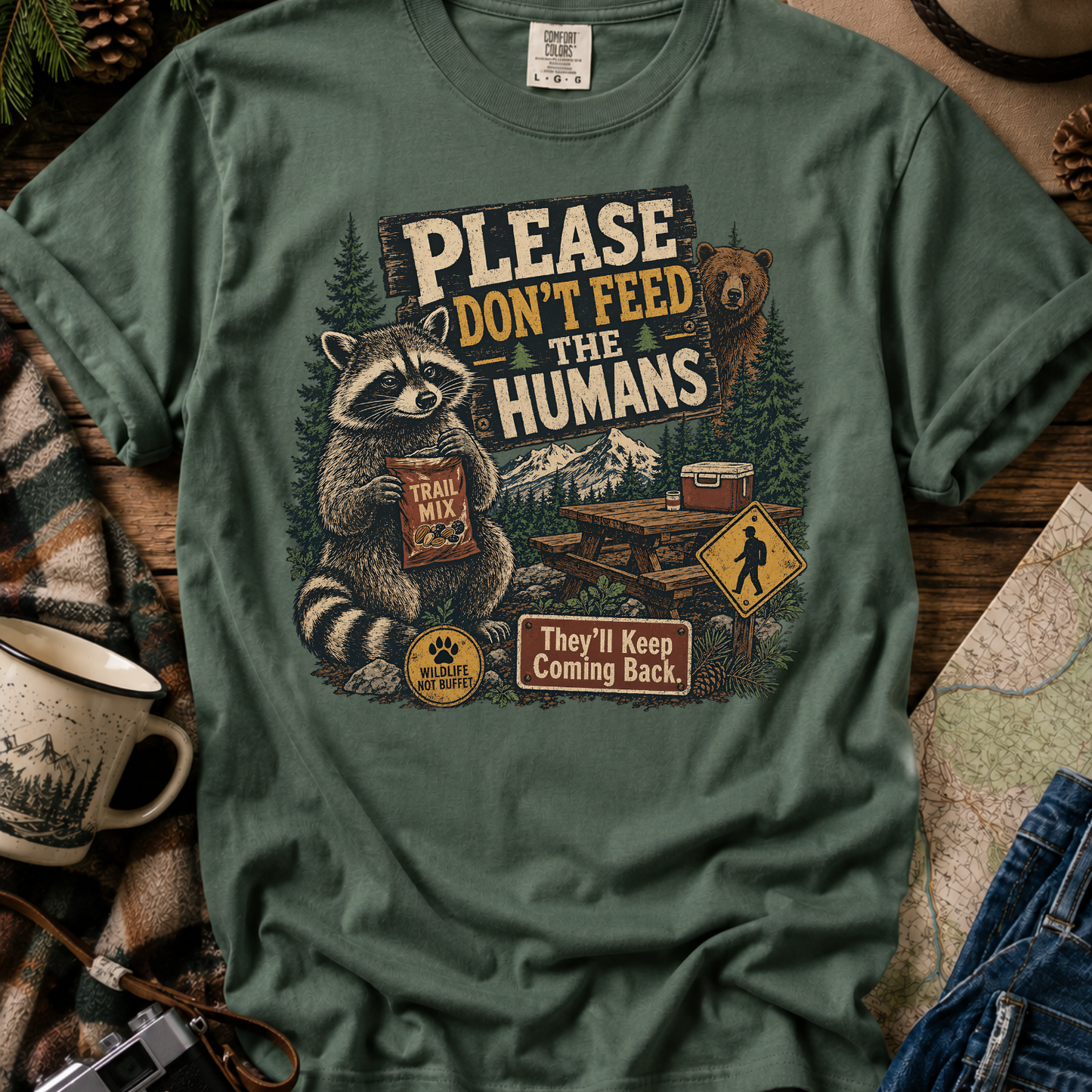 Raccoon Camping Graphic T-Shirt