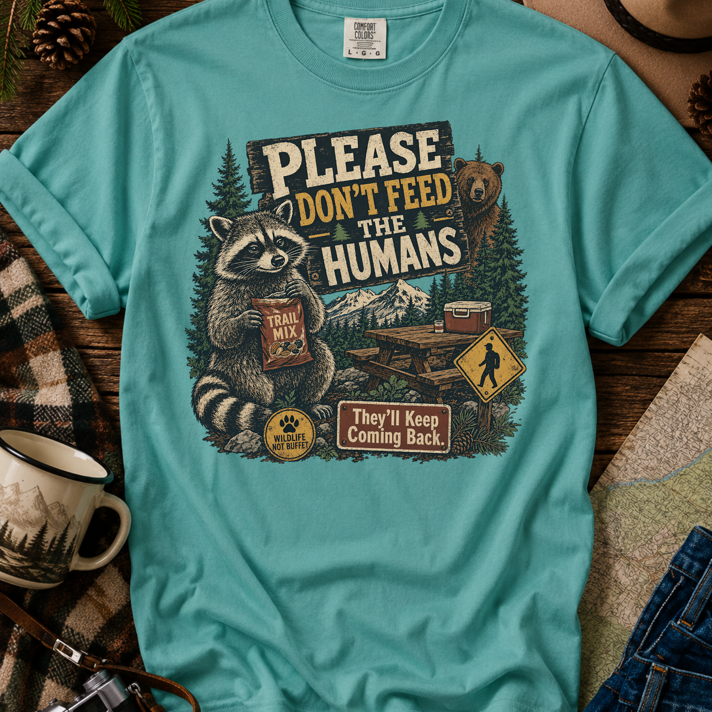Raccoon Camping Graphic T-Shirt