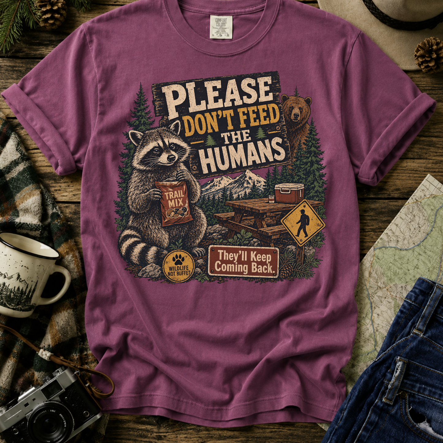 Raccoon Camping Graphic T-Shirt