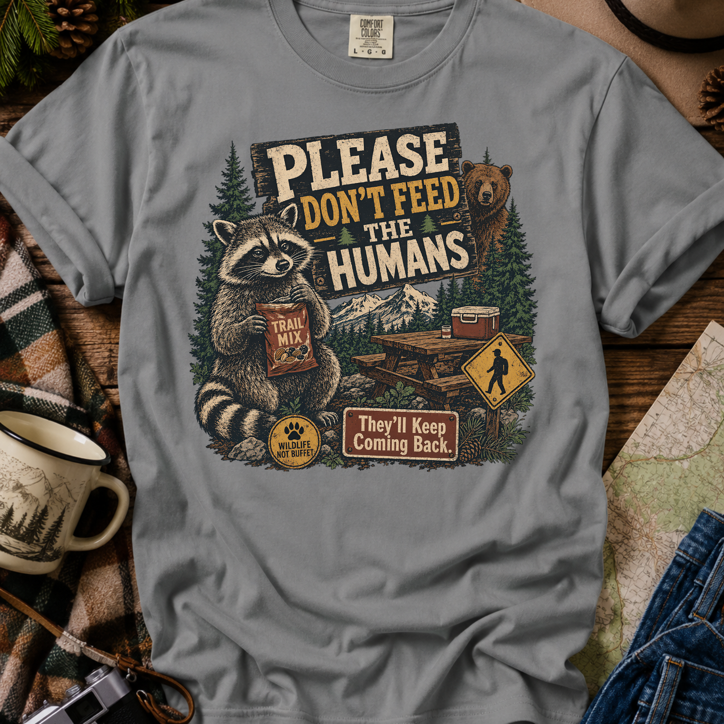 Raccoon Camping Graphic T-Shirt