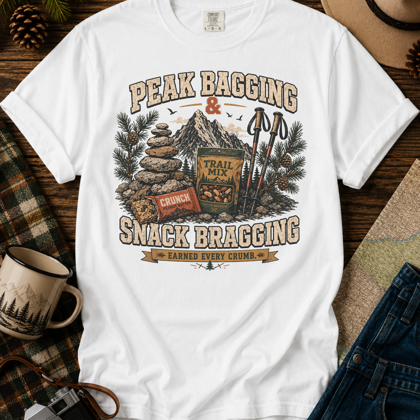 Peak Bragging & Snack Bragging Hiking Graphic T-Shirt