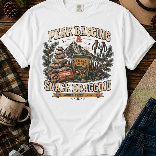 Peak Bragging & Snack Bragging Hiking Graphic T-Shirt
