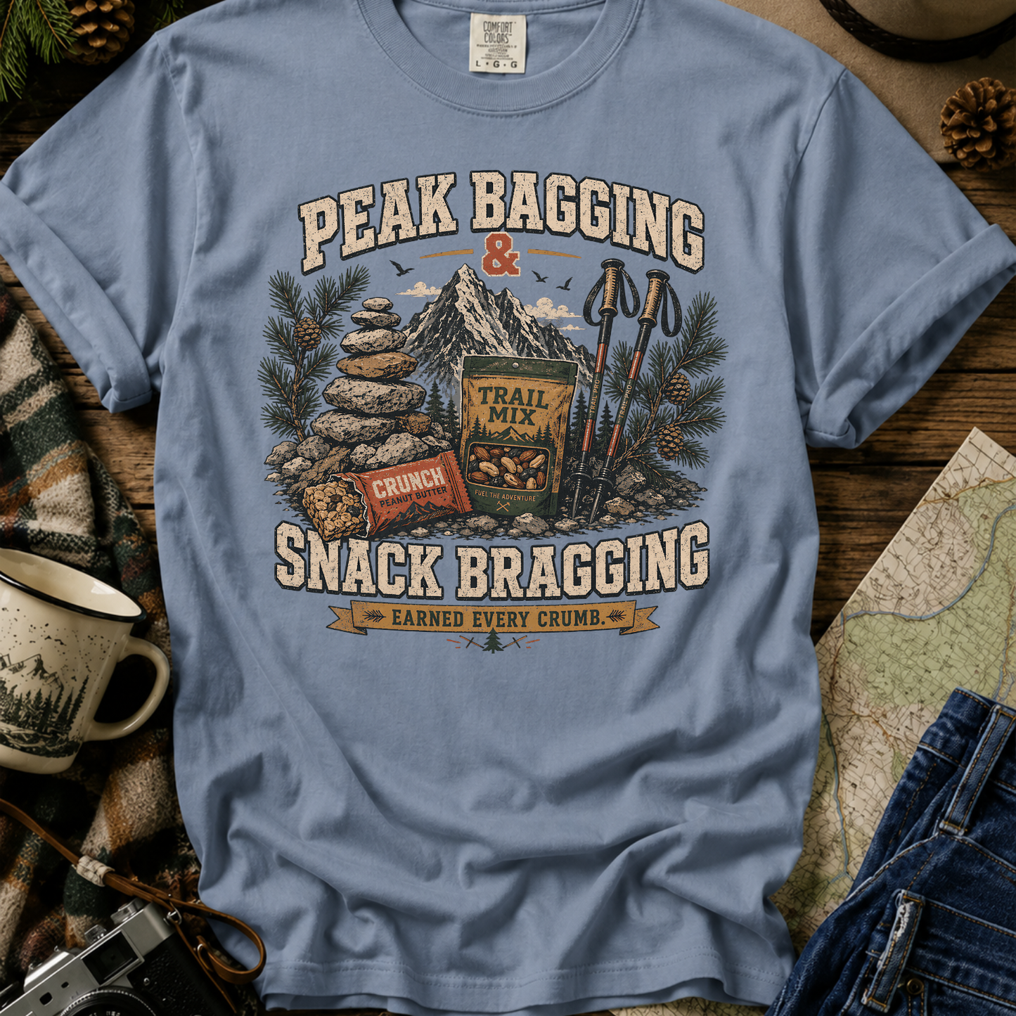 Peak Bragging & Snack Bragging Hiking Graphic T-Shirt