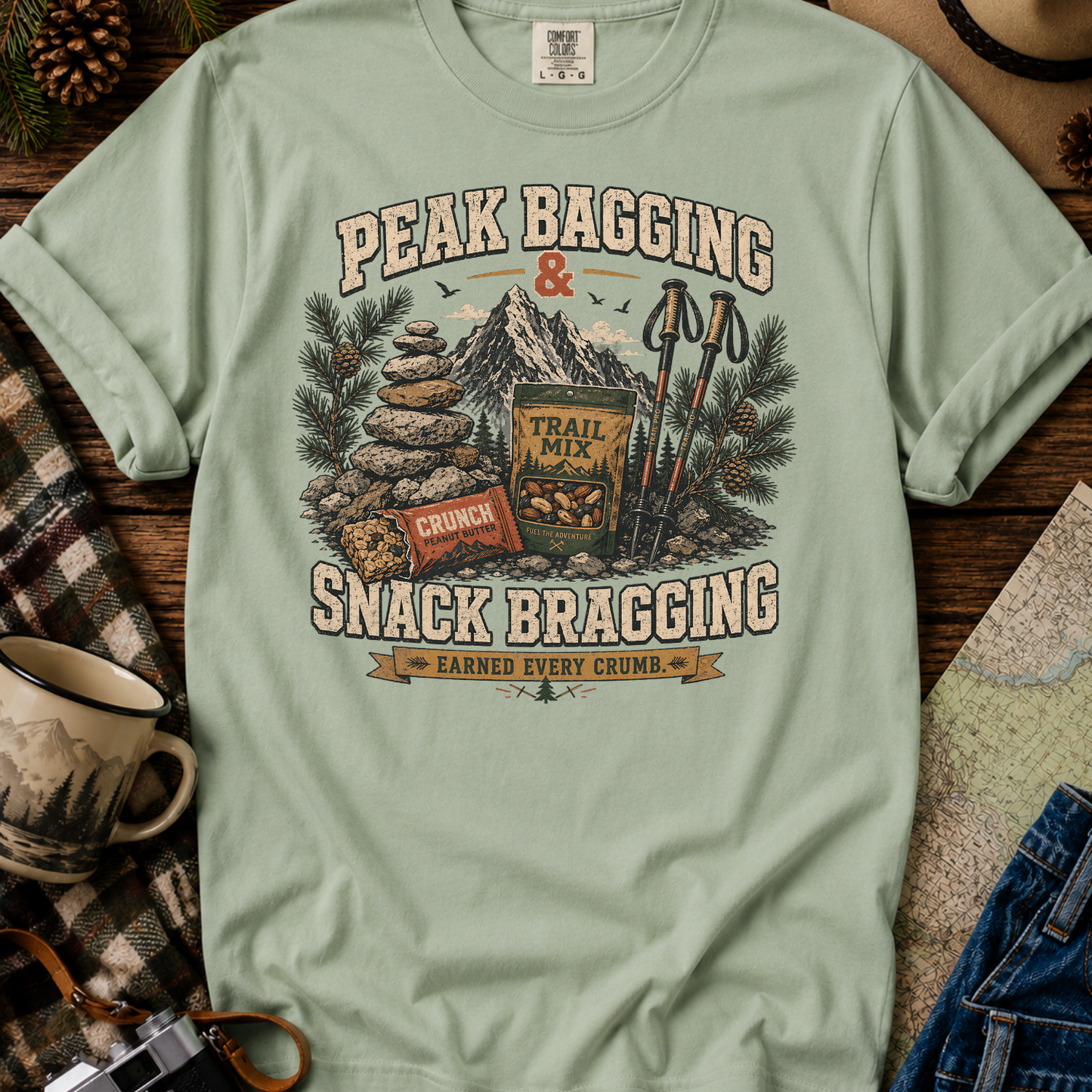 Peak Bragging & Snack Bragging Hiking Graphic T-Shirt