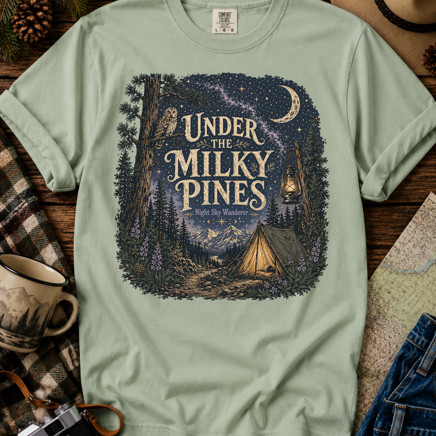 Under the Milky Pines Camping T-Shirt