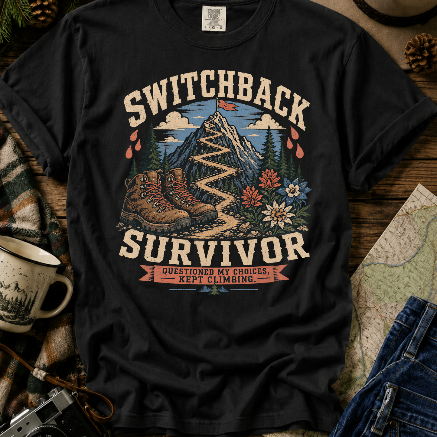 Switchback Survivor T-Shirt — Mountain Trail Hiking Tee