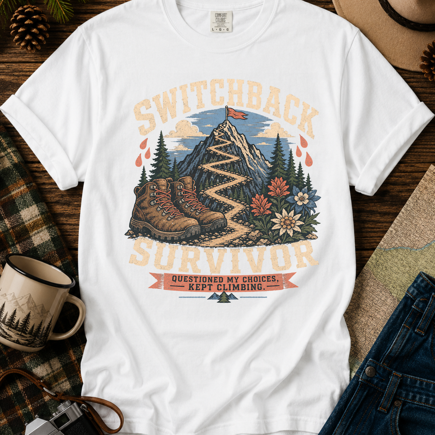 Switchback Survivor T-Shirt — Mountain Trail Hiking Tee