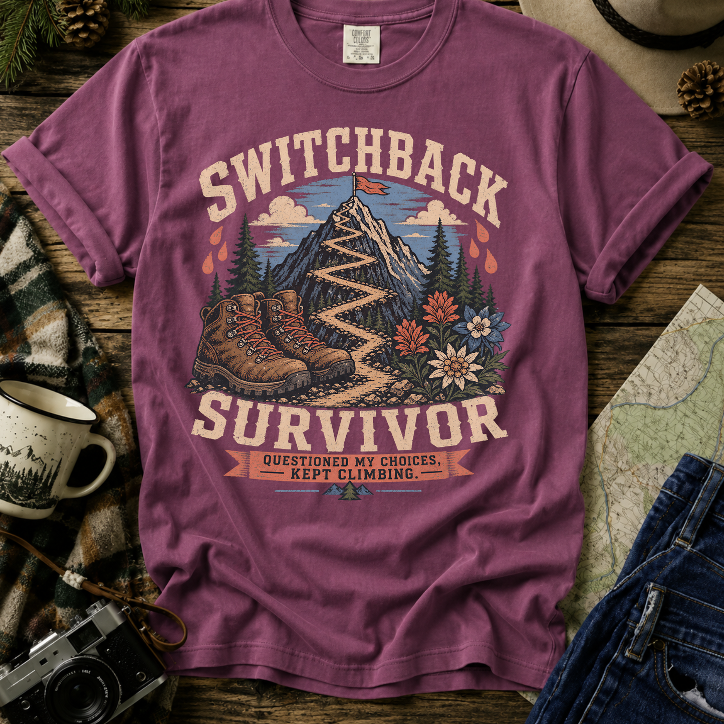Switchback Survivor T-Shirt — Mountain Trail Hiking Tee