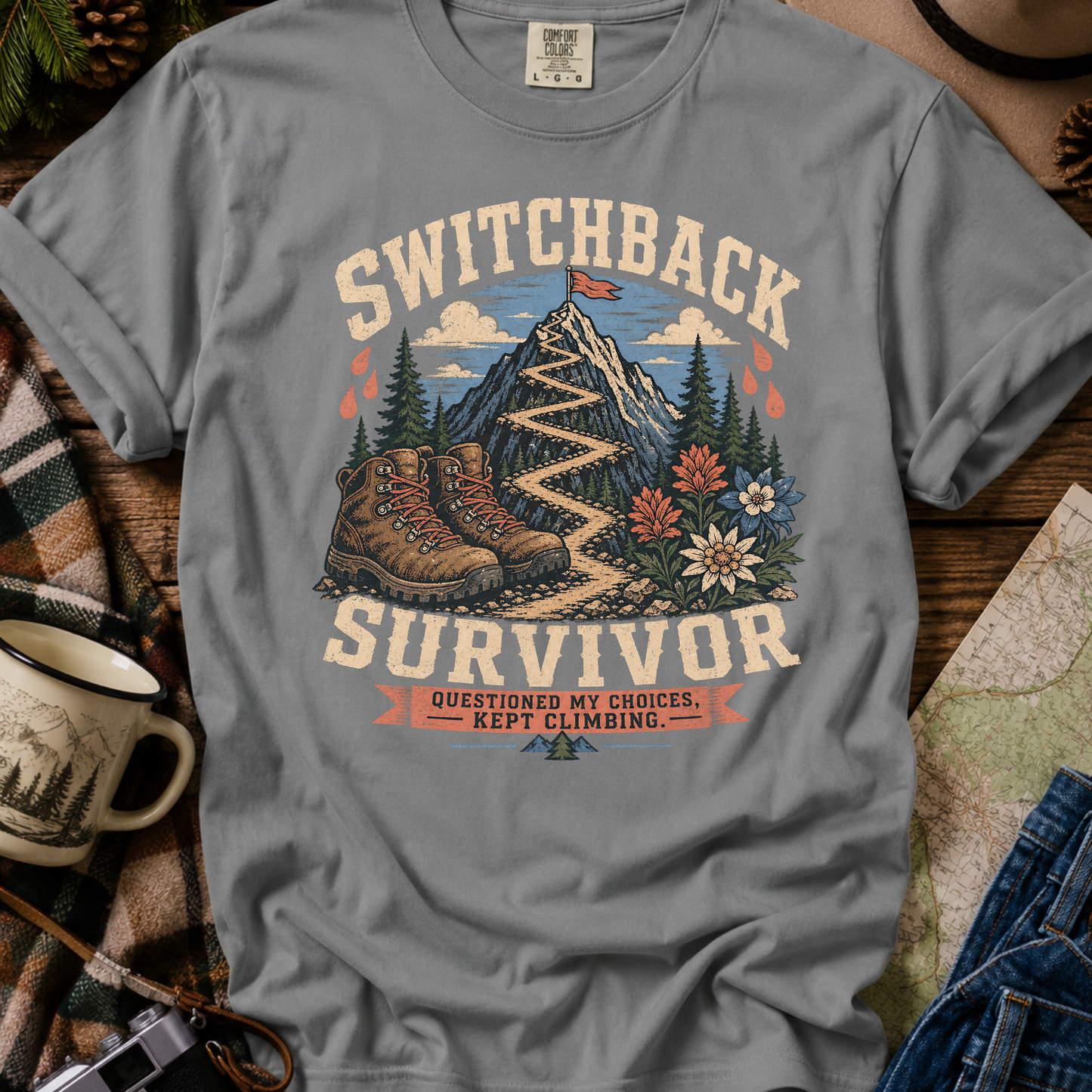 Switchback Survivor T-Shirt — Mountain Trail Hiking Tee