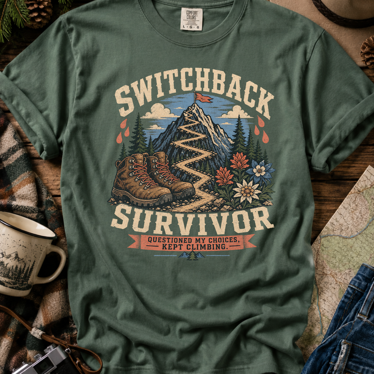 Switchback Survivor T-Shirt — Mountain Trail Hiking Tee