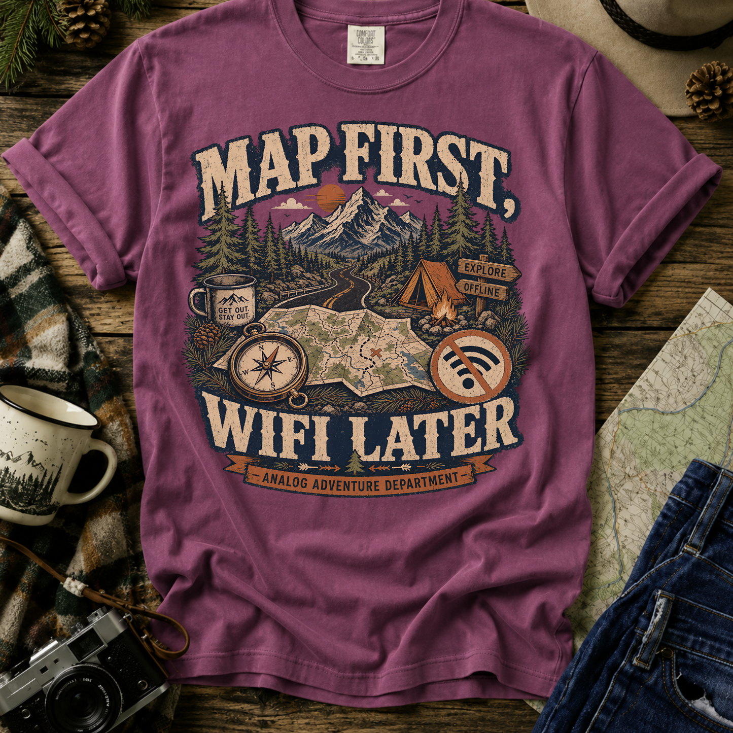 Map First, WiFi Later T-Shirt